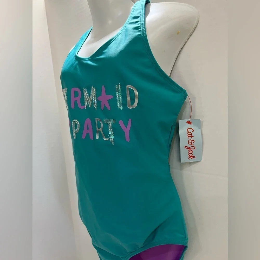 Cat & Jack Kids Mermaid Party Swimsuit - Teal and Purple